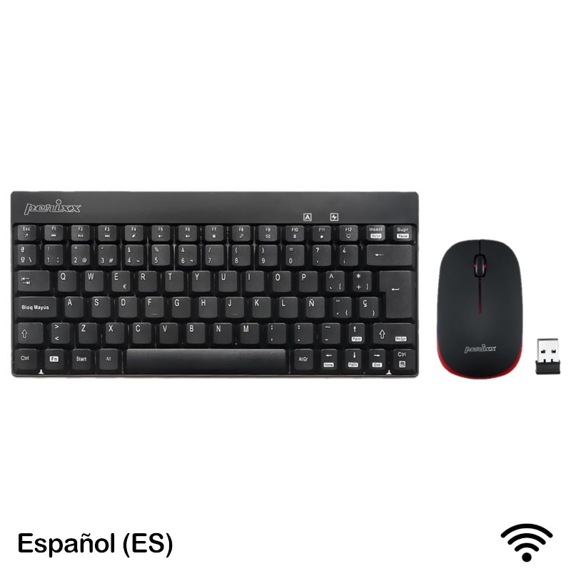 Teclado Mini + Ratón Inalámbricos Perixx 712 Negro (ES)