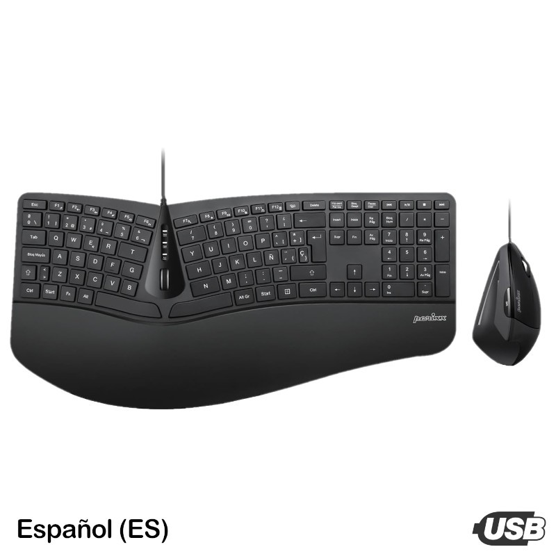 Teclado Ergonómico + Ratón USB Perixx 505 (ES)