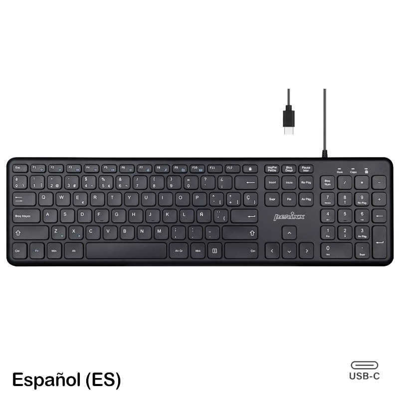 Teclado Completo Multimedia USB-C Perixx 210 (ES)