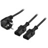 Cable eléctrico 230V/10A Schuko(m) ↔ 2x IEC-C13