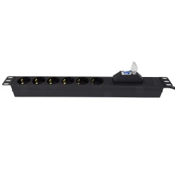 Regleta 230V/16A Rack 19", 6x Schuko(h), limitador