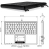 PERIBOARD-510. Teclado reducido con Touchpad incorporado. Dimensiones